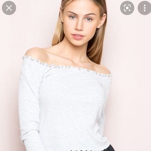 Brandy Melville grey off the shoulder top
